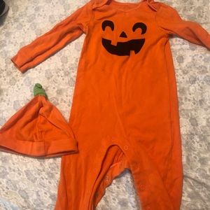 Halloween pumpkin costume for 18 months old .
